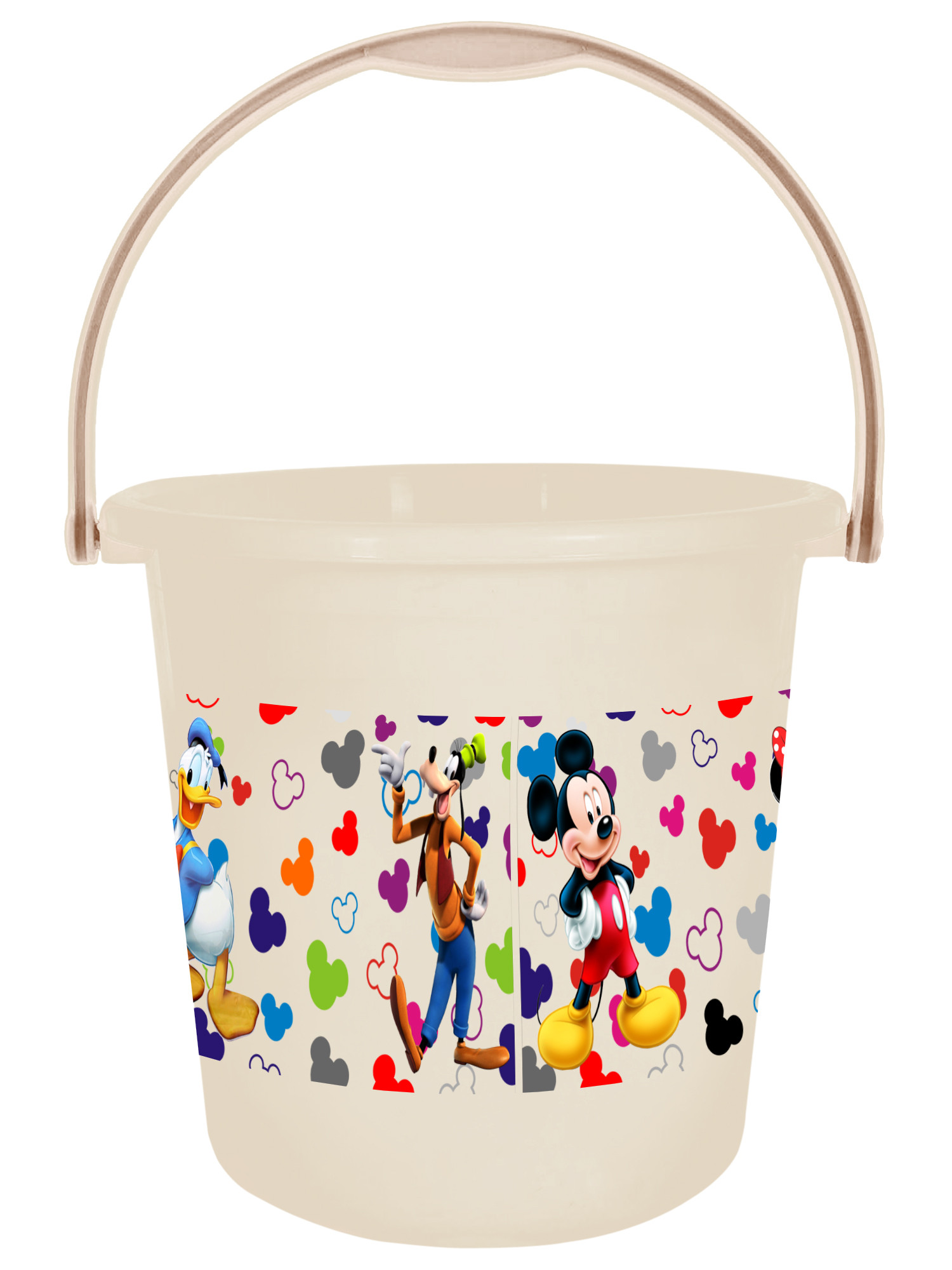 Kuber Industries Disney Team Mickey Print Unbreakable Virgin Plastic Strong Bathroom Bucket ,18 LTR-Pack of 2 (Black & Cream)