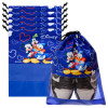 Disney Team Mickey Shoe Cover | Travel Shoe Storage Bags | Polyester Storage Bag | Drawstring Shoe Cover | Shoe Organizer with Clear window | Pack of 6 | Blue