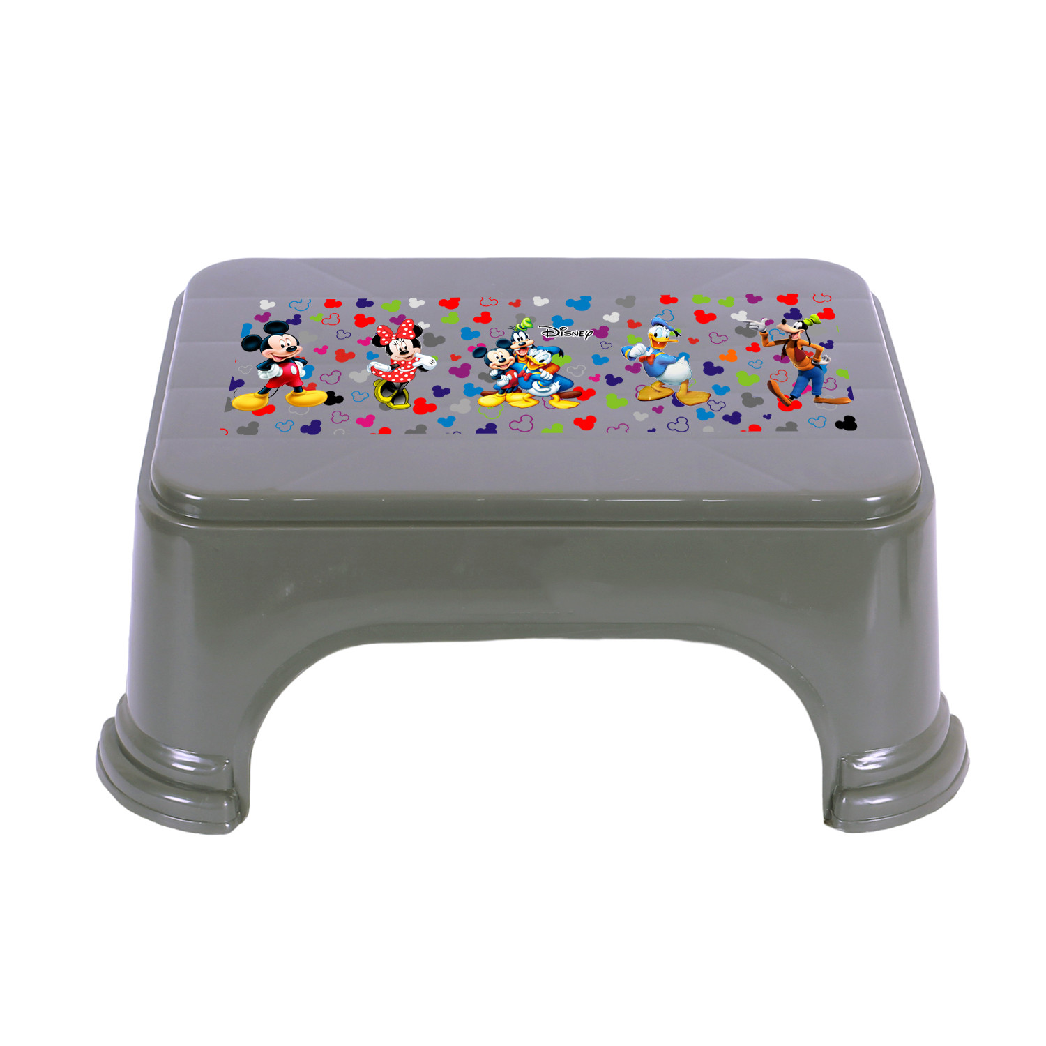 Kuber Industries Disney Team Stool | Bathroom Square Stool | Plastic Stool For Bathroom | Stool for Kitchen | Bathroom Patla | Support Stool for Bathroom | P6 | Gray