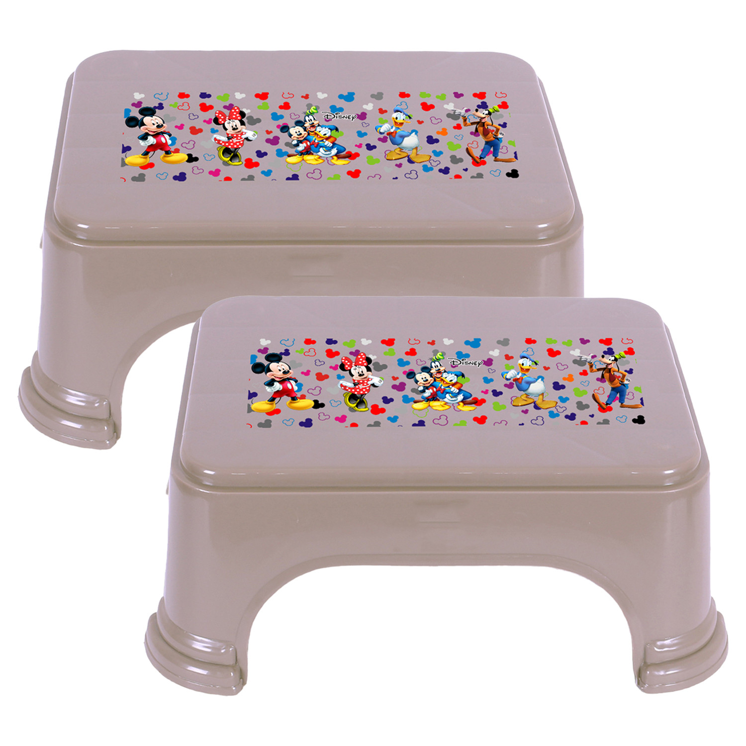 Kuber Industries Disney Team Stool | Bathroom Square Stool | Plastic Stool For Bathroom | Stool for Kitchen | Bathroom Patla | Support Stool for Bathroom | P6 | Brown