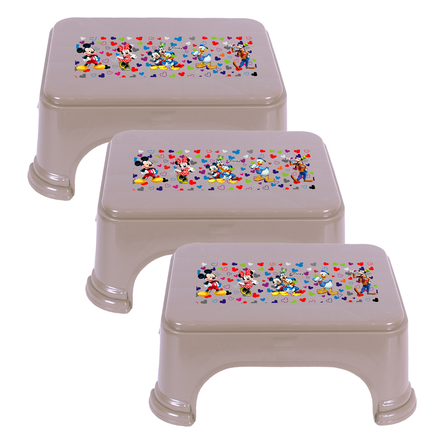 Kuber Industries Disney Team Stool | Bathroom Square Stool | Plastic Stool For Bathroom | Stool for Kitchen | Bathroom Patla | Support Stool for Bathroom | P6 | Brown