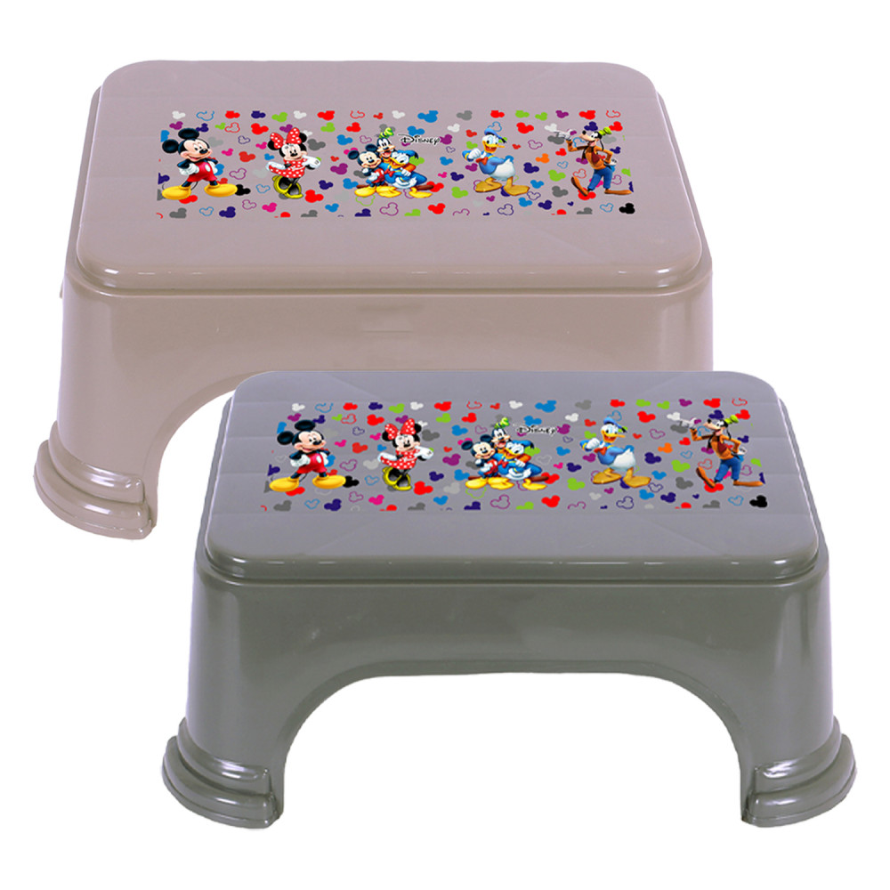 Kuber Industries Disney Team Stool | Bathroom Square Stool | Plastic Stool For Bathroom | Stool for Kitchen | Bathroom Patla | Support Stool for Bathroom | P6 | Pack of 2 | Multi