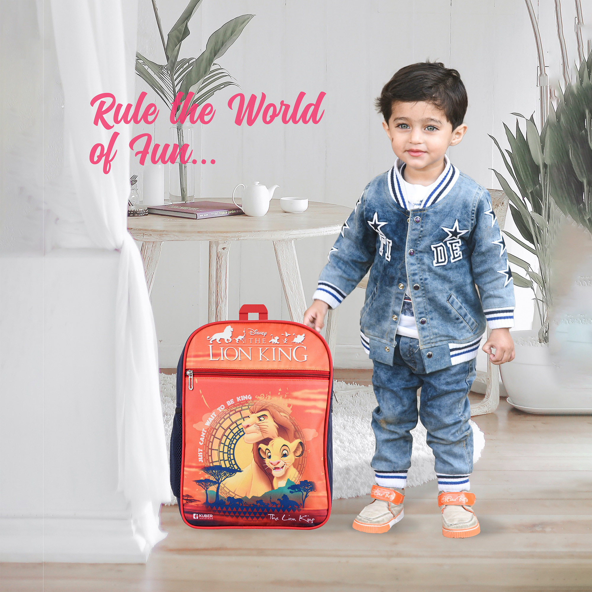 Kuber Industries Disney The Lion King School Bags  Kids School Bags  Student Bookbag  Travel Backpack  School Bag for Girls  Boys  School Bag with 3 Compartments  Orange