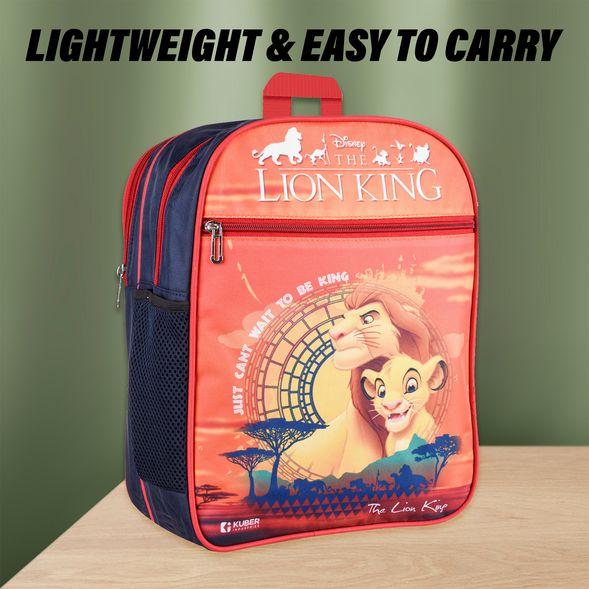 Kuber Industries Disney The Lion King School Bags  Kids School Bags  Student Bookbag  Travel Backpack  School Bag for Girls  Boys  School Bag with 3 Compartments  Orange