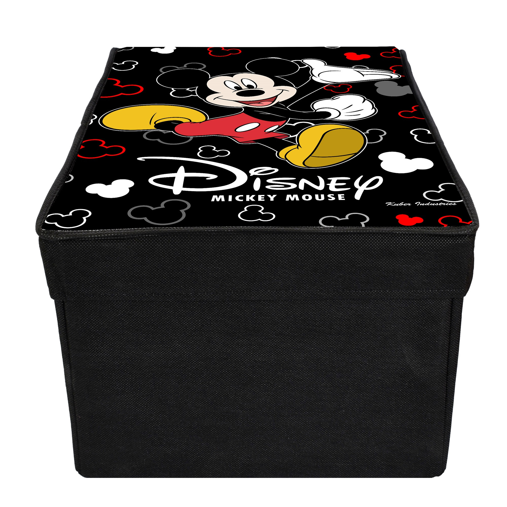 Kuber Industries Disney Tram Mickey Mouse Print Non Woven 2 Pieces Fabric Foldable Shirt Cover Storage Organizer Box with With Lid, Extra Large (Black & Royal Blue)-KUBMART3476