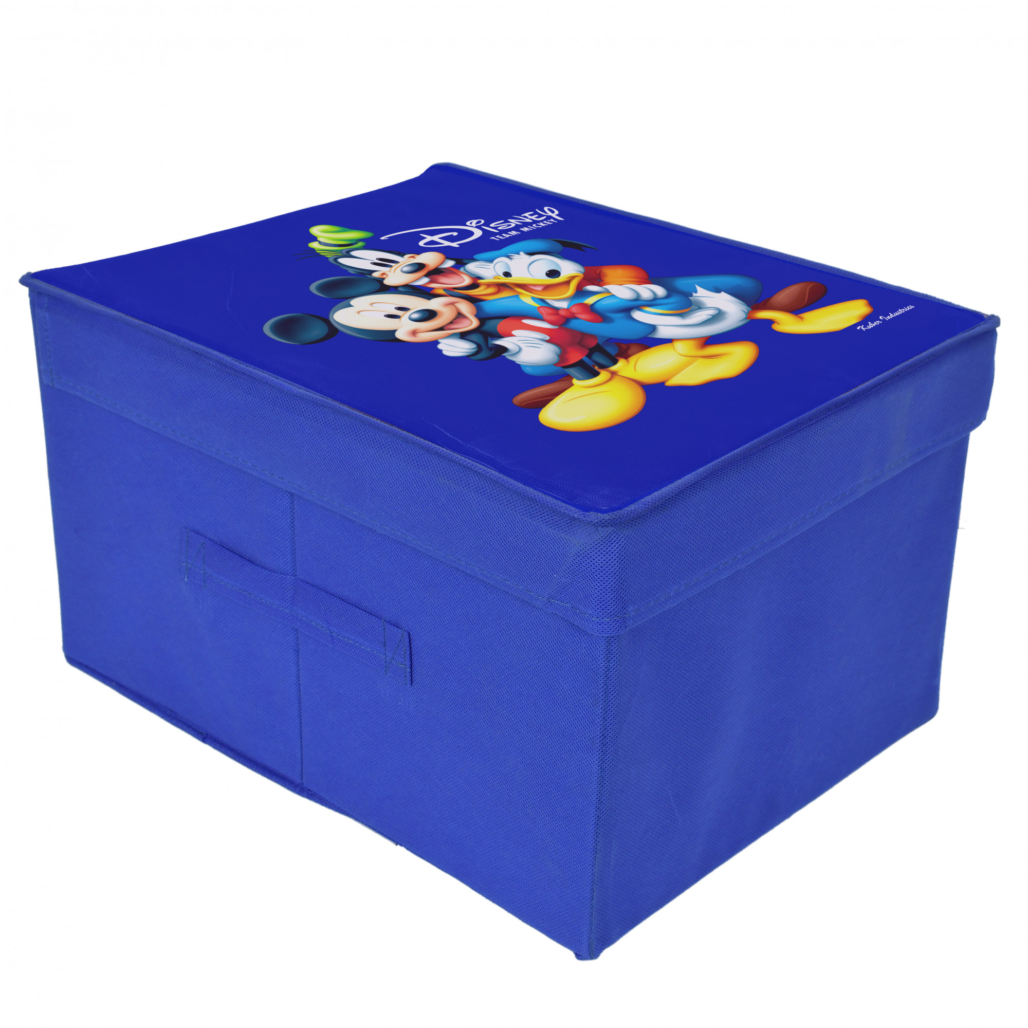 Kuber Industries Disney Tram Mickey Print Non Woven Fabric Foldable Saree Cover Storage Organizer Box with With Lid, Extra Large (Royal Blue)-KUBMART1722