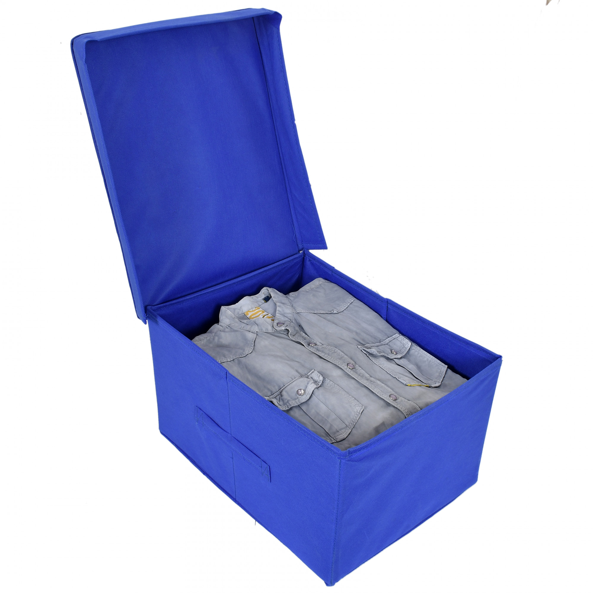 Kuber Industries Disney Tram Mickey Print Non Woven Fabric Foldable Saree Cover Storage Organizer Box with With Lid, Extra Large (Royal Blue)-KUBMART1722
