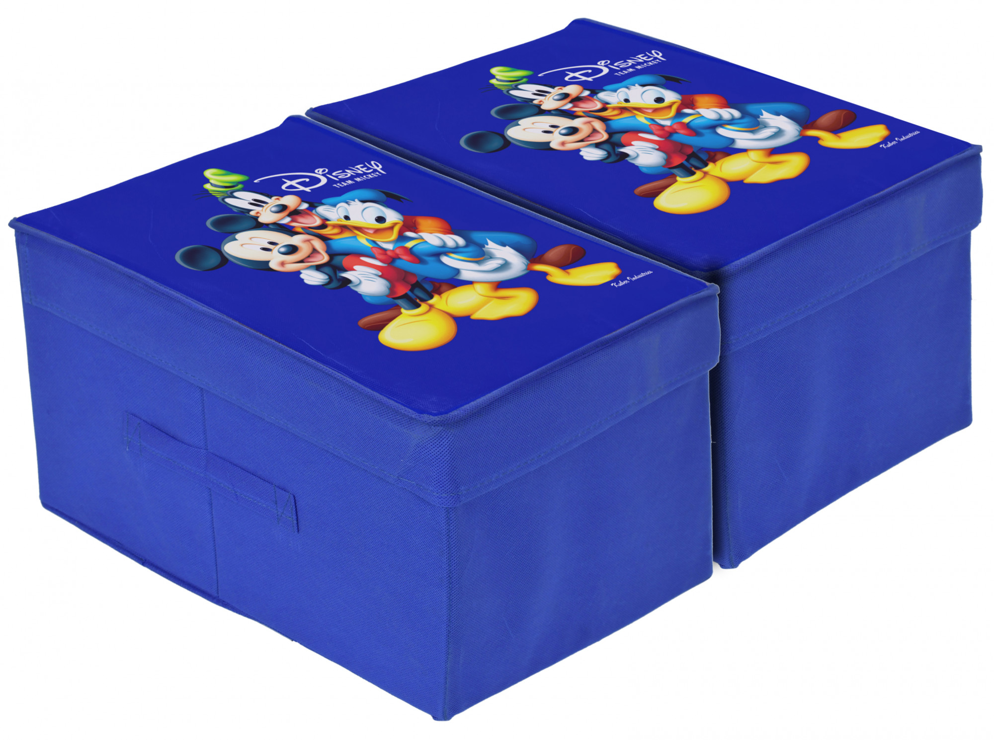 Kuber Industries Disney Tram Mickey Print Non Woven Fabric Foldable Saree Cover Storage Organizer Box with With Lid, Extra Large (Royal Blue)-KUBMART1722