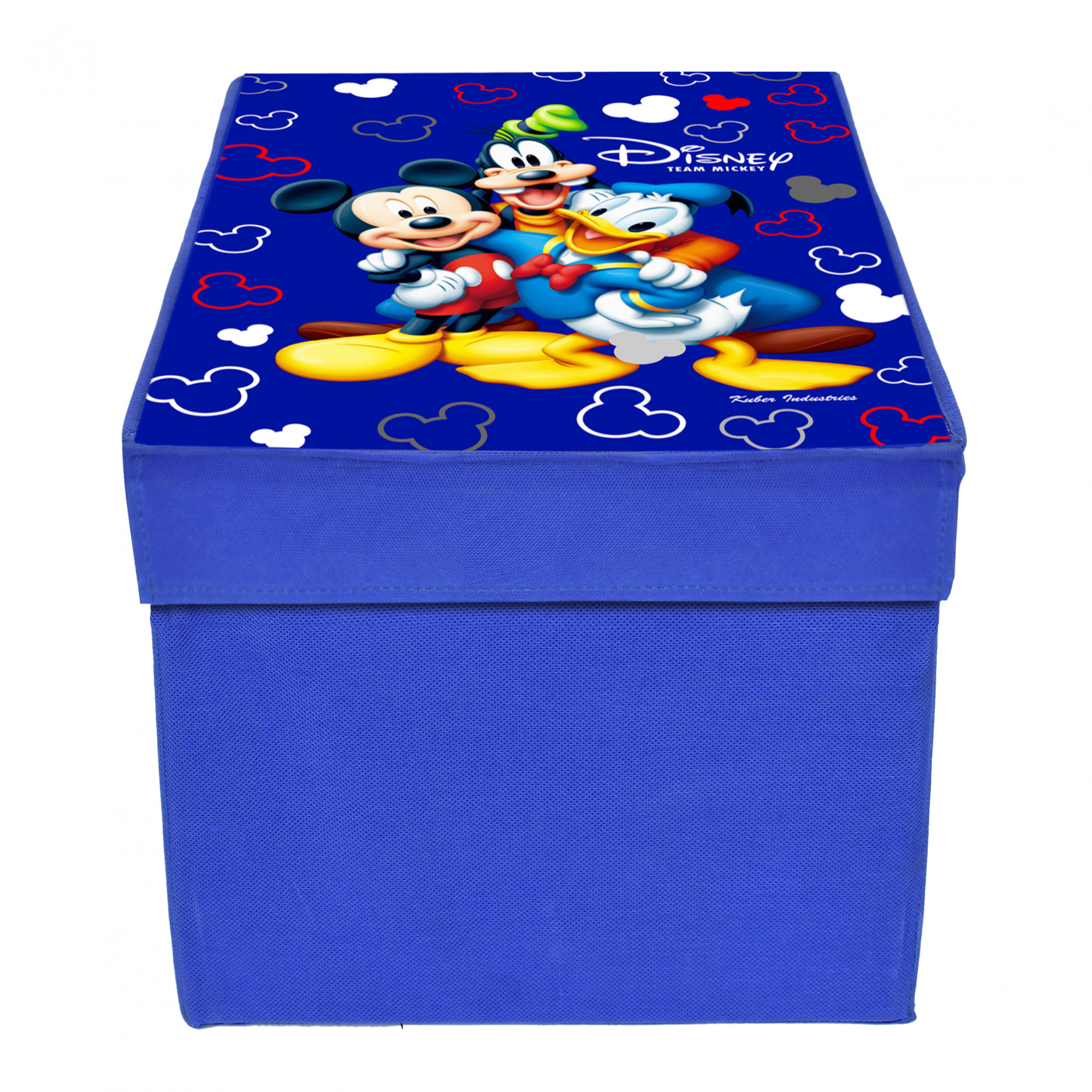 Kuber Industries Disney Tram Mickey Print Non Woven Fabric Foldable Shirt Cover Storage Organizer Box with With Lid, Extra Large (Royal Blue)-KUBMART3470