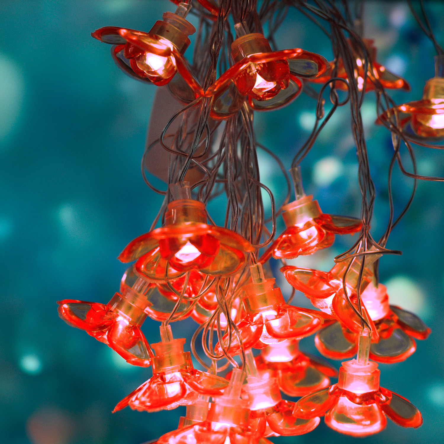 Kuber Industries Diwali Lights | 14 Flower Fairy Lights for Diwali | Christmas | Home Decoration | Indoor & outdoor | Diwali Lights for Decoration | Crystal Flower | Brown