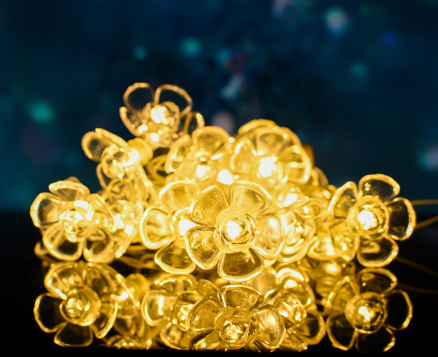 Kuber Industries Diwali Lights | 14 Flower Fairy Lights for Diwali | Christmas | Home Decoration | Indoor & outdoor | Diwali Lights for Decoration | Crystal Flower | Orange