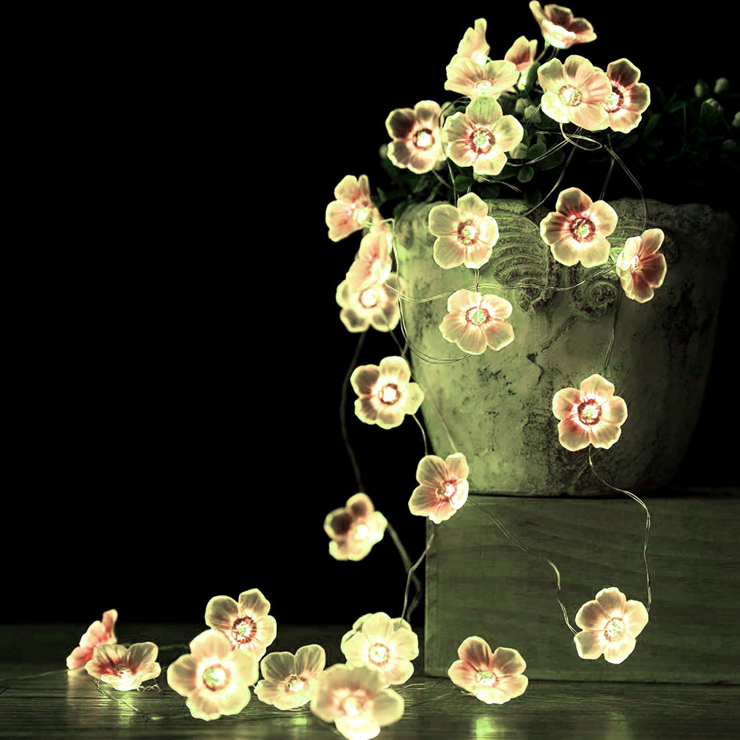 Kuber Industries Diwali Lights | 14 Flower Fairy Lights for Diwali | Christmas | Home Decoration | Indoor & outdoor | Diwali Lights for Decoration | Crystal Flower | White