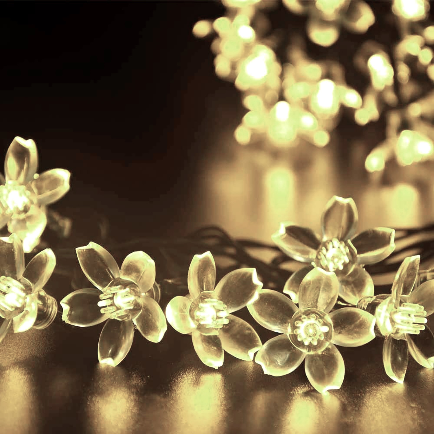 Kuber Industries Diwali Lights | 14 Flower Fairy Lights for Diwali | Christmas | Home Decoration | Indoor & outdoor | Diwali Lights for Decoration | Crystal Flower | White