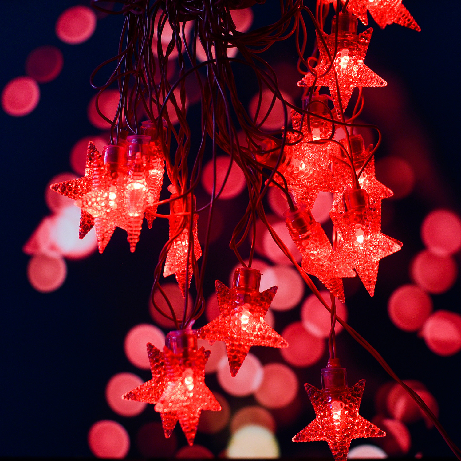 Kuber Industries Diwali Lights | 20 Stars Fairy Lights for Diwali | Christmas | Home Decoration | Indoor & outdoor | Diwali Lights for Decoration | Chota Star | Maroon