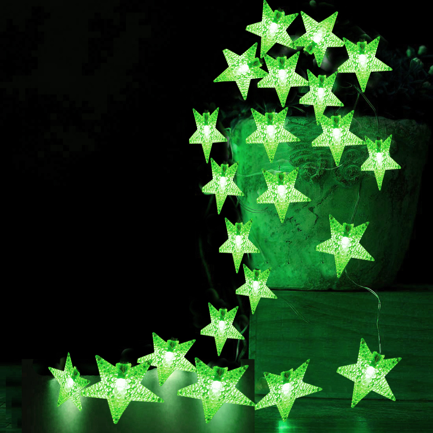 Kuber Industries Diwali Lights | 20 Stars Fairy Lights for Diwali | Christmas | Home Decoration | Indoor & outdoor | Diwali Lights for Decoration | Chota Star | Green