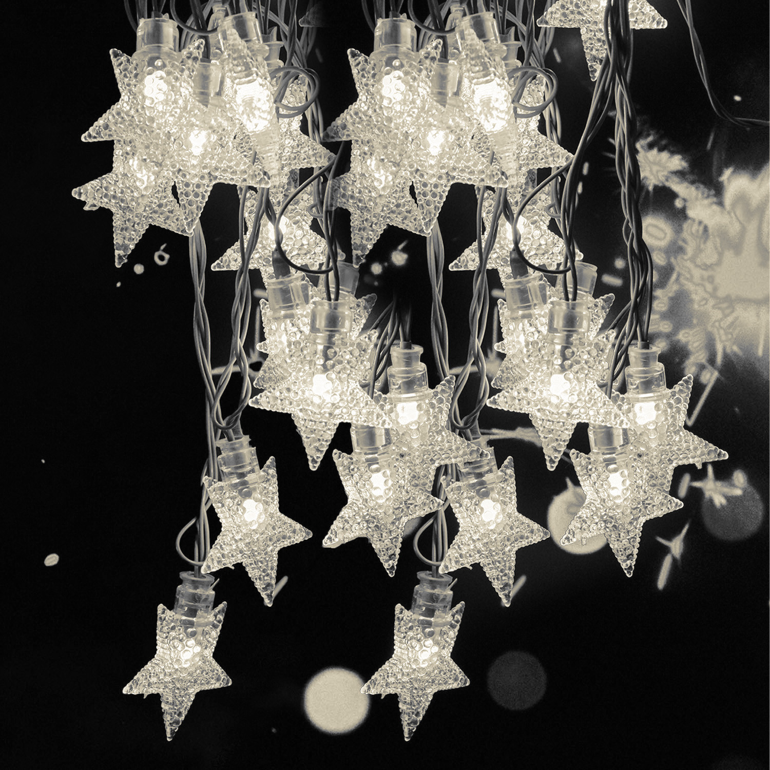 Kuber Industries Diwali Lights | 20 Stars Fairy Lights for Diwali | Christmas | Home Decoration | Indoor & outdoor | Diwali Lights for Decoration | Chota Star | Warm White
