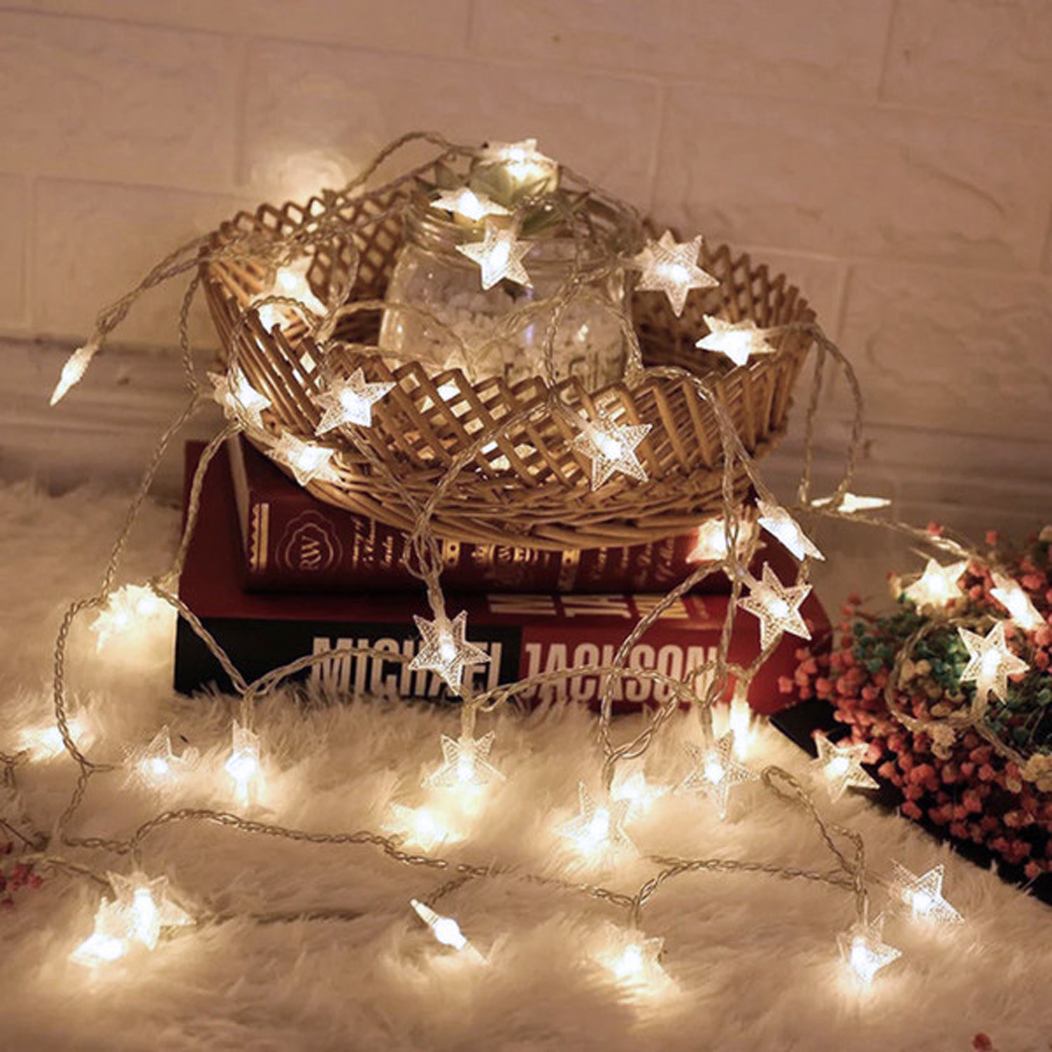 Kuber Industries Diwali Lights | 20 Stars Fairy Lights for Diwali | Christmas | Home Decoration | Indoor & outdoor | Diwali Lights for Decoration | Chota Star | Warm White