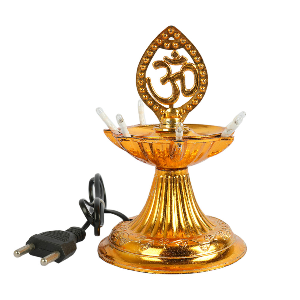 Kuber Industries Diwali Lights | Diwali String Light For Décor | Lights for Christmas | Lights for Navratri | Pooja Light For Diwali | Lights for Indoor | LED 1 Layer Diya Stand | Golden