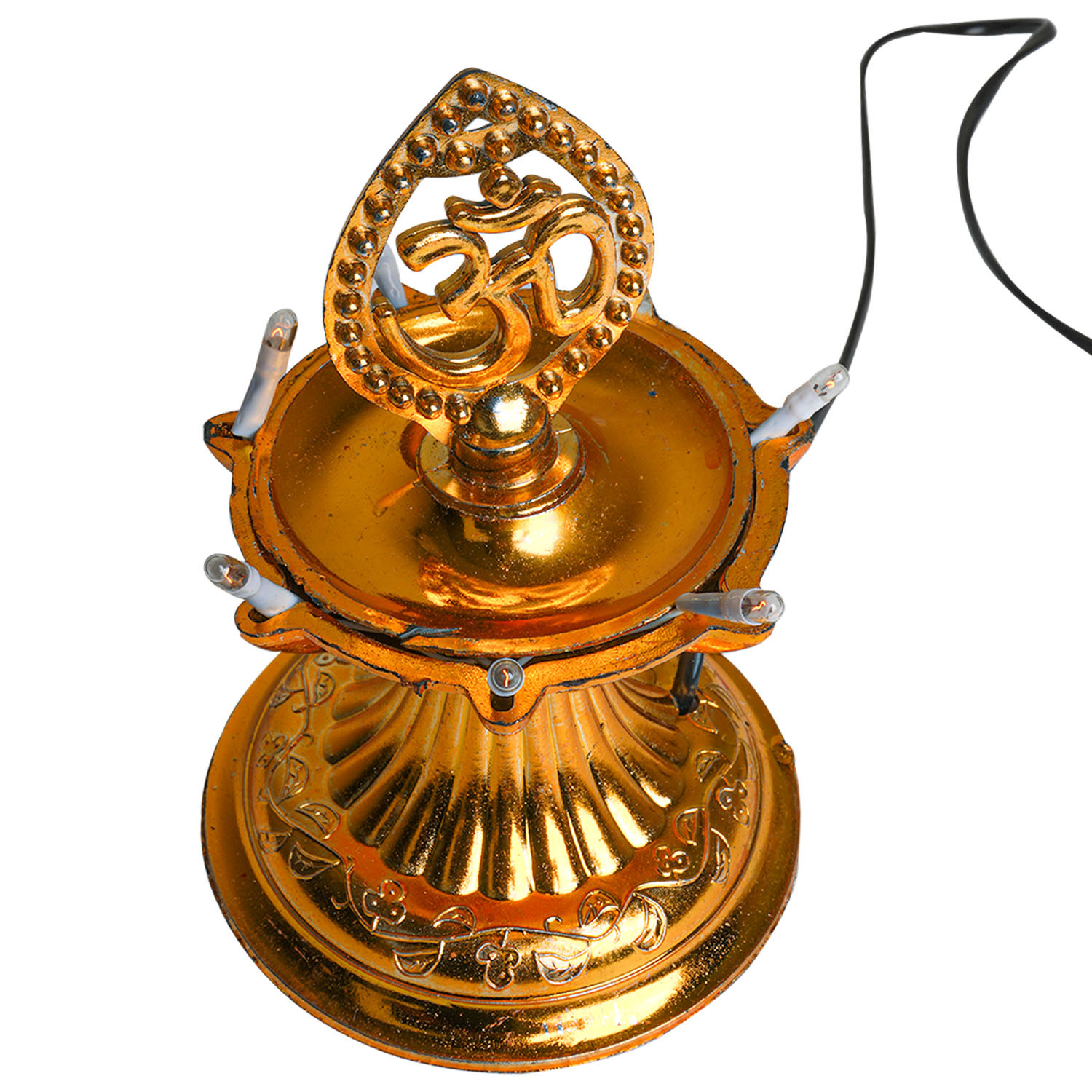 Kuber Industries Diwali Lights | Diwali String Light For Décor | Lights for Christmas | Lights for Navratri | Pooja Light For Diwali | Lights for Indoor | LED 1 Layer Diya Stand | Golden