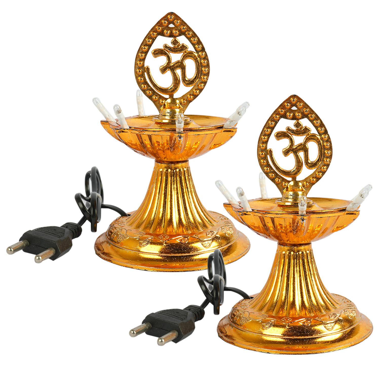 Kuber Industries Diwali Lights | Diwali String Light For Décor | Lights for Christmas | Lights for Navratri | Pooja Light For Diwali | Lights for Indoor | LED 1 Layer Diya Stand | Golden