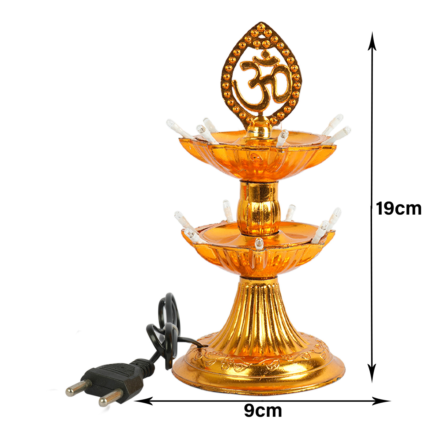 Kuber Industries Diwali Lights | Diwali String Light For Décor | Lights for Christmas | Lights for Navratri | Pooja Light For Diwali | Lights for Indoor | LED 2 Layer Diya Stand | Golden