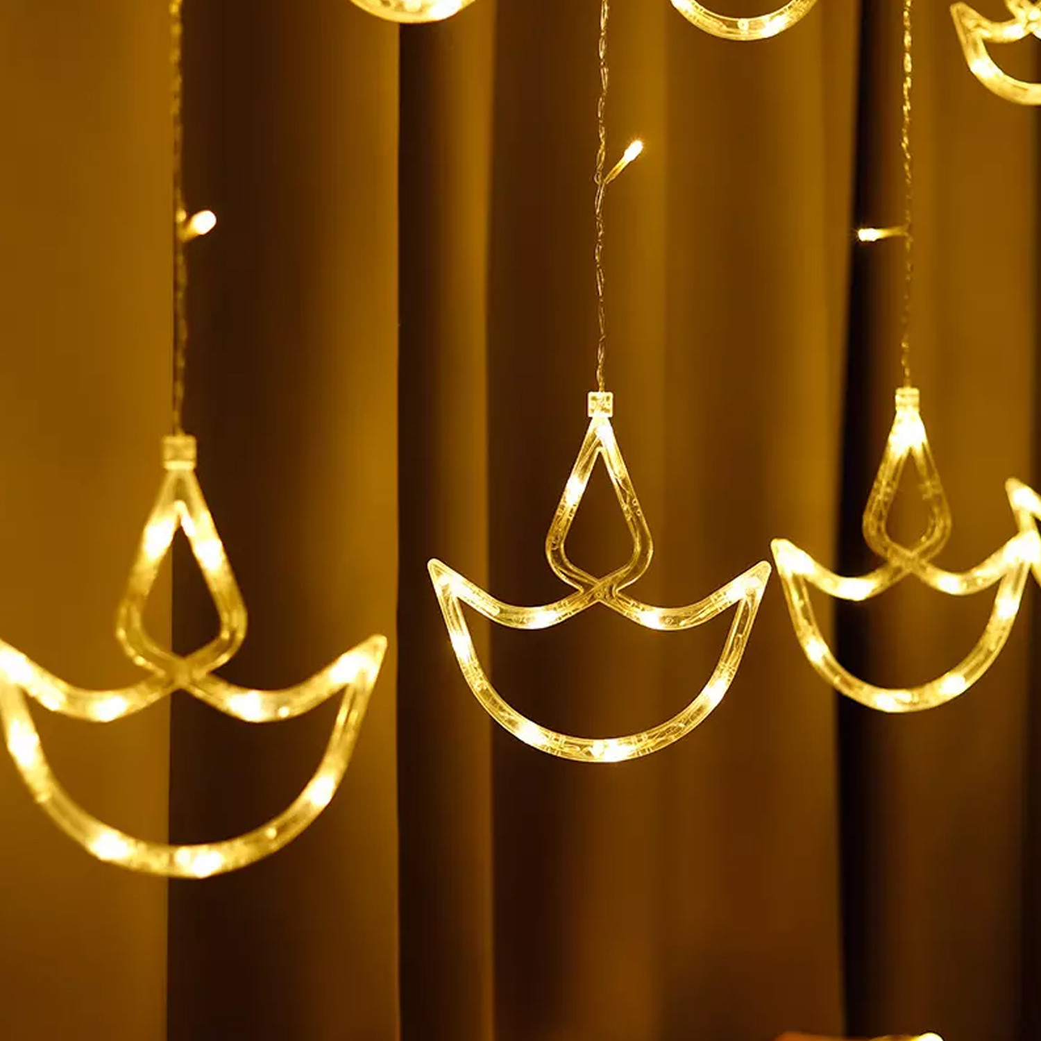 Kuber Industries Diya Shape String Lights|6 Big And 6 Small Window Decoration Lights|String Fairy Lights For Christmas,New Year,Diwali (Warm White)