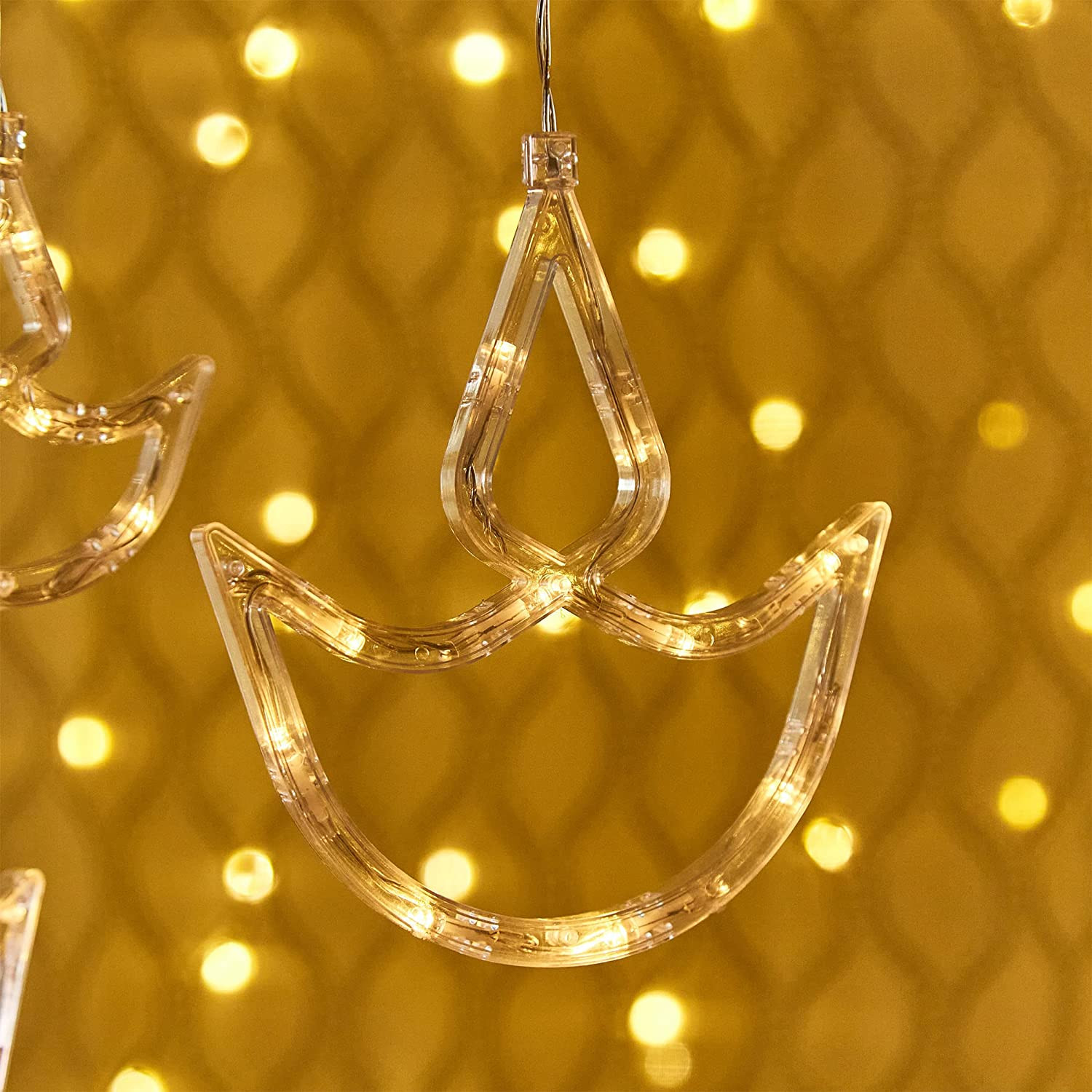 Kuber Industries Diya Shape String Lights|6 Big And 6 Small Window Decoration Lights|String Fairy Lights For Christmas,New Year,Diwali (Warm White)