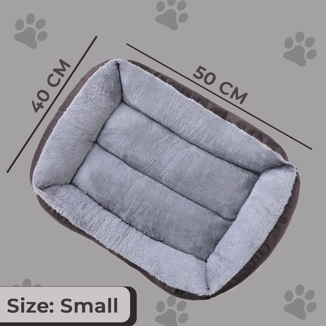Kuber Industries Dog & Cat Bed|Polyester Face with Cotton & Polyester Filling|Comfortable and Durable|Rectangle Pet Bed for Enhanced Stretching Space|Machine Wash|QY036BR-S|Brown