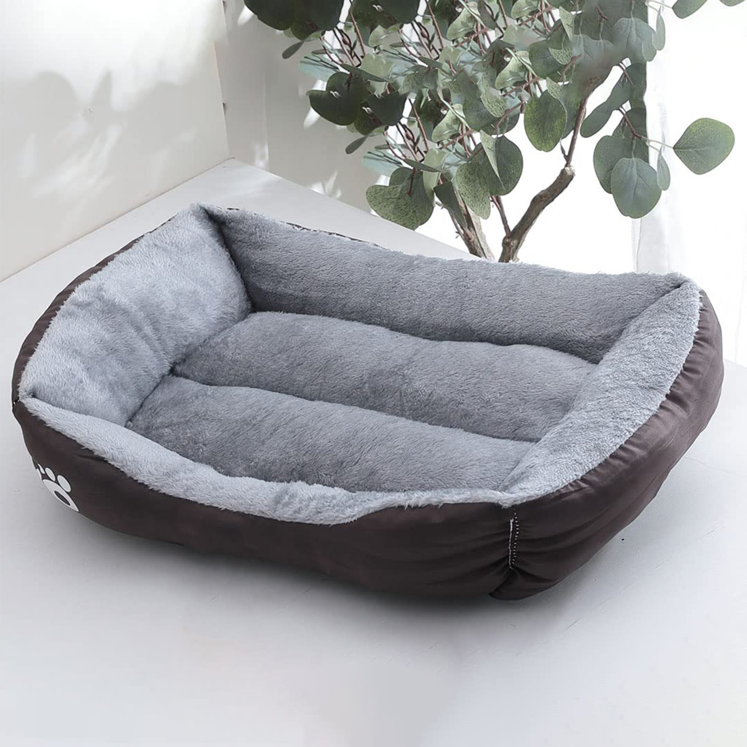 Kuber Industries Dog & Cat Bed|Polyester Face with Cotton & Polyester Filling|Comfortable and Durable|Rectangle Pet Bed for Enhanced Stretching Space|Machine Wash|QY036BR-M|Brown