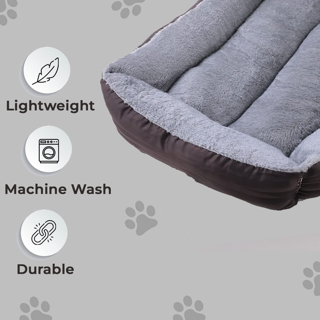 Kuber Industries Dog & Cat Bed|Polyester Face with Cotton & Polyester Filling|Comfortable and Durable|Rectangle Pet Bed for Enhanced Stretching Space|Machine Wash|QY036BR-M|Brown