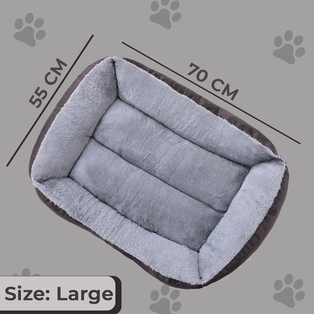 Kuber Industries Dog & Cat Bed|Polyester Face with Cotton & Polyester Filling|Comfortable and Durable|Rectangle Pet Bed for Enhanced Stretching Space|Machine Wash|QY036BR-L|Brown