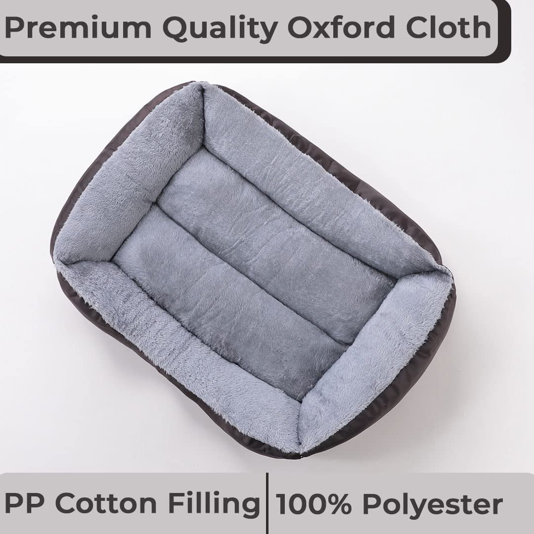 Kuber Industries Dog & Cat Bed|Polyester Face with Cotton & Polyester Filling|Comfortable and Durable|Rectangle Pet Bed for Enhanced Stretching Space|Machine Wash|QY036BR-L|Brown