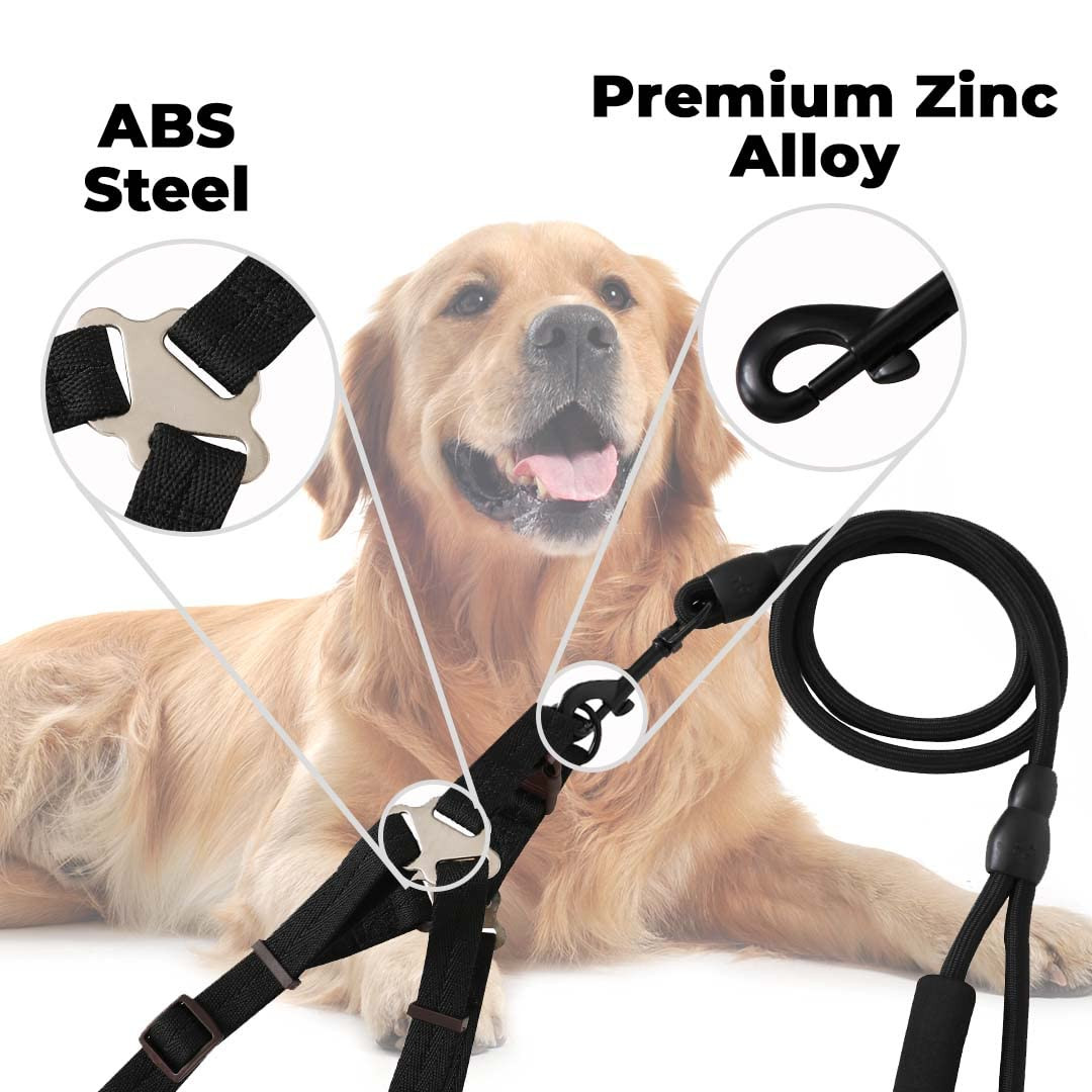 Kuber Industries Dog Harness For Medium Dogs & Leash Set|Premium Metal Hook|PDMGL-005-3|Comfortable Grip|Hand Spliced Belt For Added Strength |PDMGL-005-3| Soft Padding|Stylish Design |Black