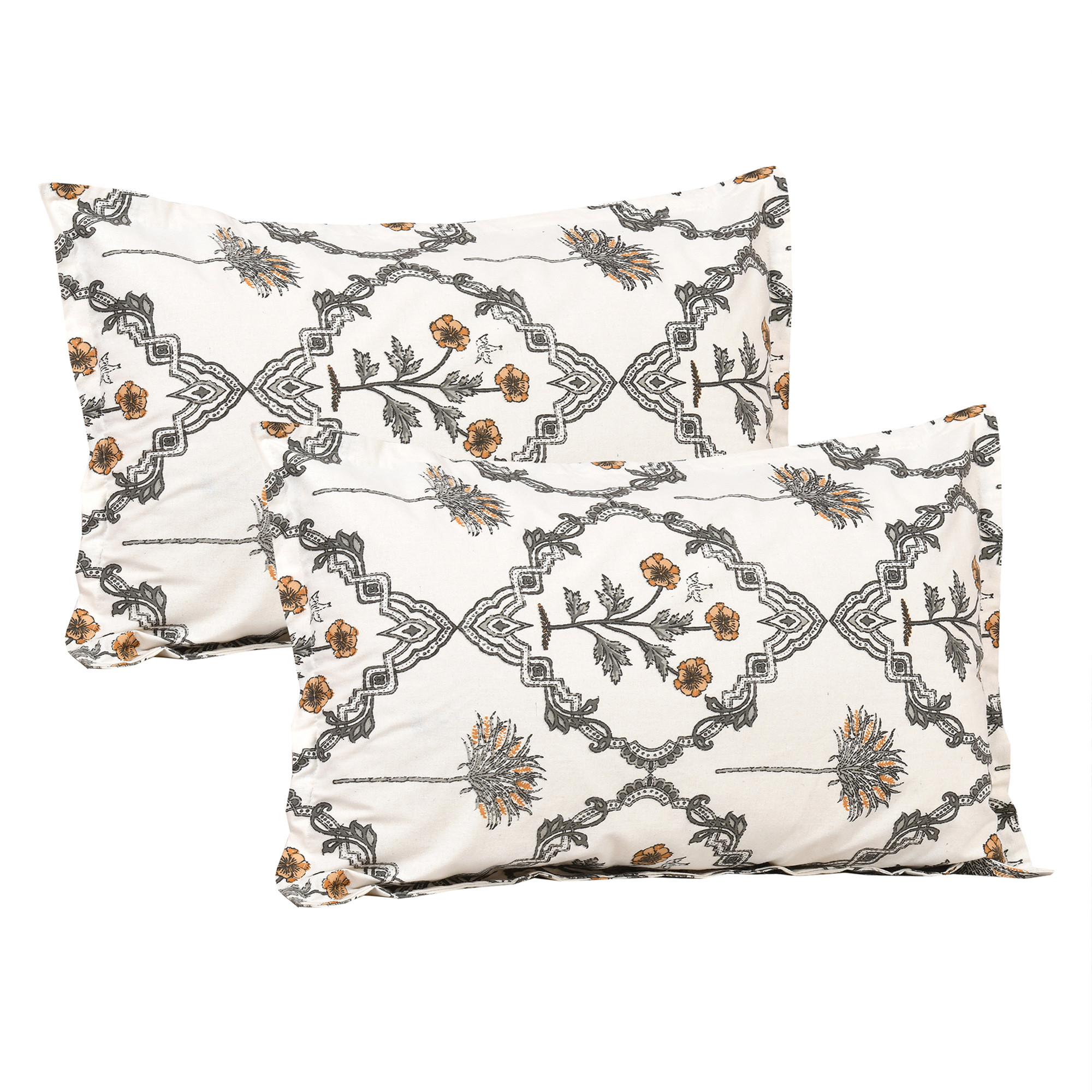 Kuber Industries Dohar Set | 1 Piece Double Bedsheet with 2 Pillow Cover & Dohar Combo Set | Bedsheet & AC Blanket Set for Bedroom | Comforter | Quilt | Pushpa Flower Star | Set of 4 | Gray