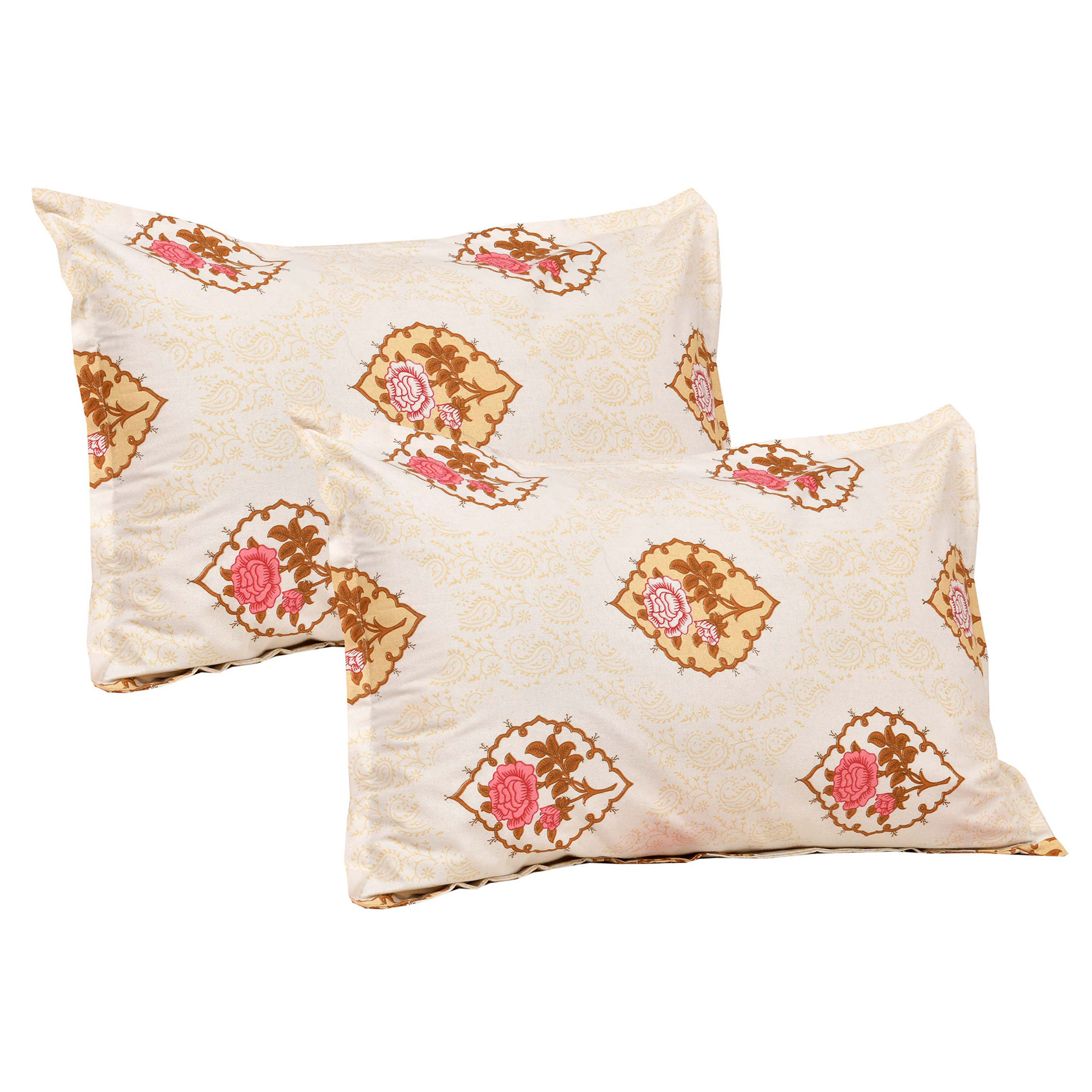 Kuber Industries Dohar Set | 1 Piece Double Bedsheet with 2 Pillow Cover & Dohar Combo Set | Bedsheet & AC Blanket Set for Bedroom | Comforter | Quilt | Pushpa Rose Print | Set of 4 | Pink