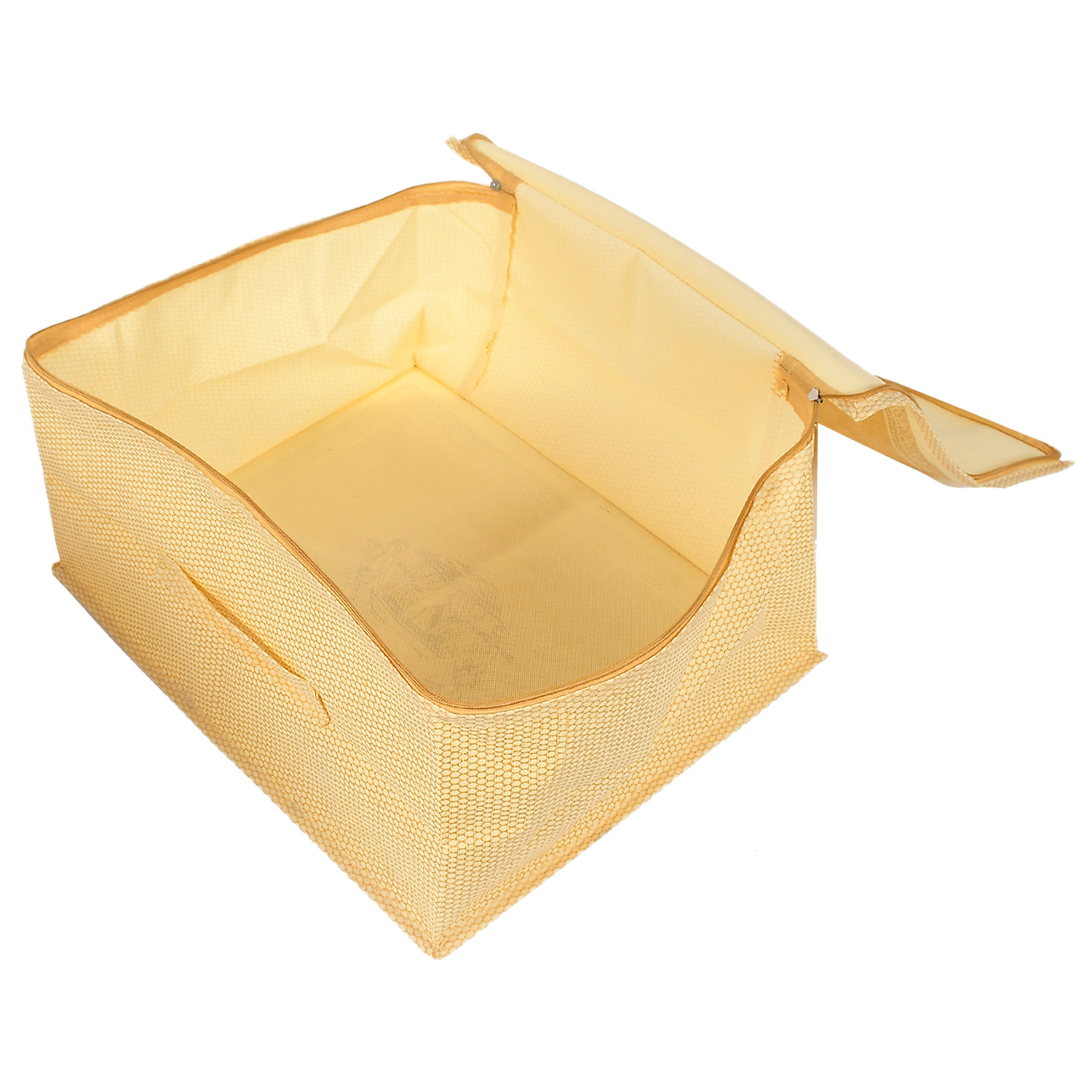 Kuber Industries Doli Printed Non-woven Foldable Underbed/Storage Bag/Wardrobe Organizer With Transparent Window (Gold)