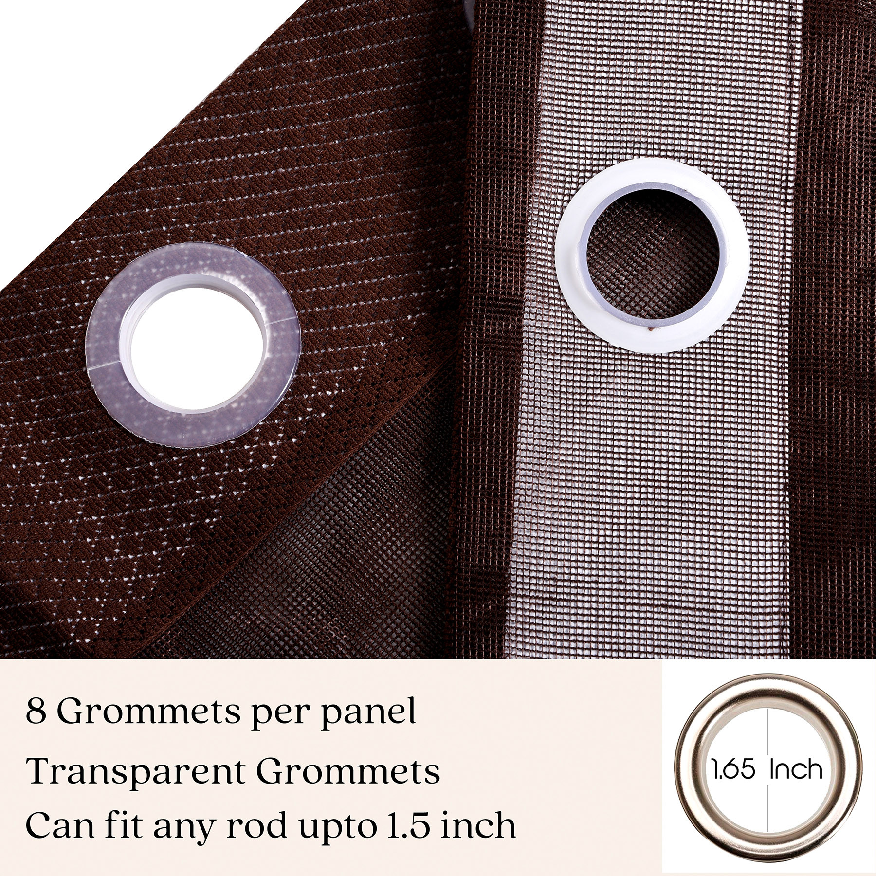 Kuber Industries Door Curtain  Darkening Door Curtains  Premium Drapes for Bedroom  Sheer Curtain with 8 Rings  Parda for Living Room  Net Frill Door Curtain  7 Ft  SY15ZZ  Brown