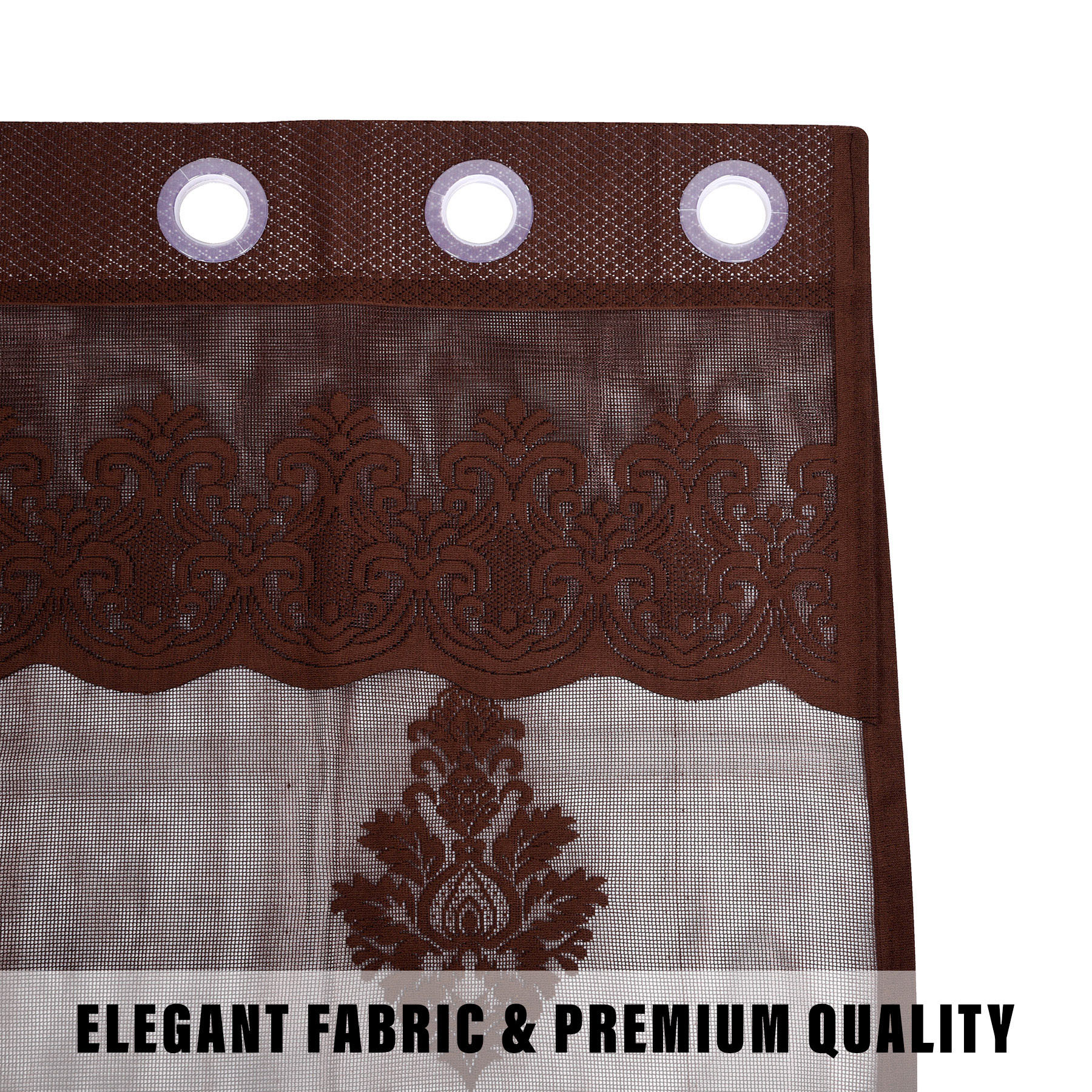 Kuber Industries Door Curtain | Darkening Door Curtains | Premium Drapes for Bedroom | Sheer Curtain with 8 Rings | Parda for Living Room | Net Frill Door Curtain | 7 Ft | SY15ZZ | Brown