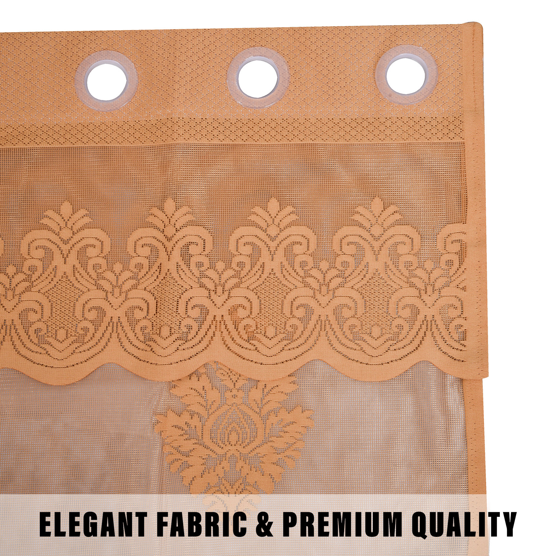 Kuber Industries Door Curtain | Darkening Door Curtains | Premium Drapes for Bedroom | Sheer Curtain with 8 Rings | Parda for Living Room | Net Frill Door Curtain | 7 Ft | SY15ZZ | Golden