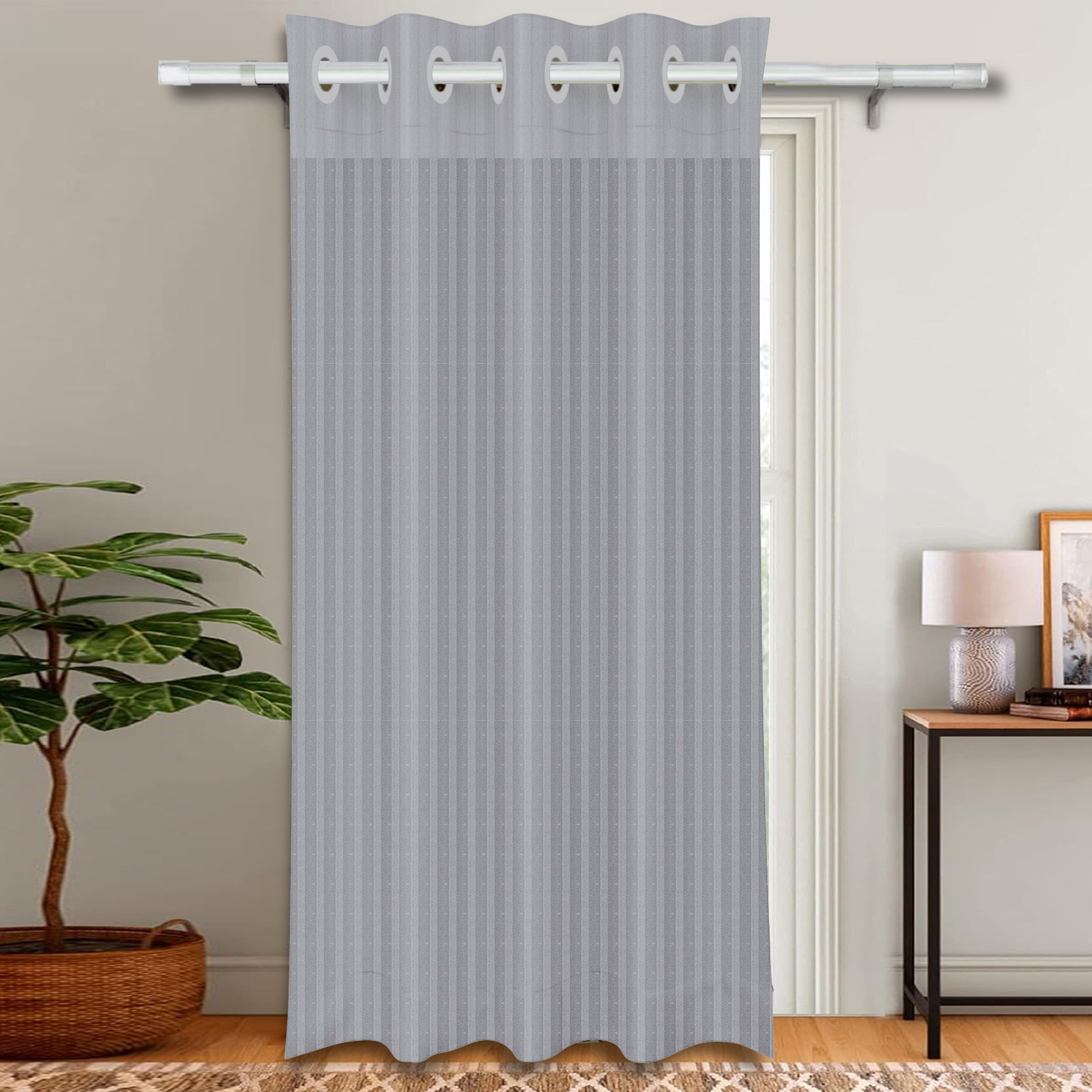 Kuber Industries Door Curtain | Sheer Door Curtains | Parda for Living Room | Bedroom Balcony Parda | Door Curtain Parda for Home Décor | Lining Net | 7 Feet | Gray