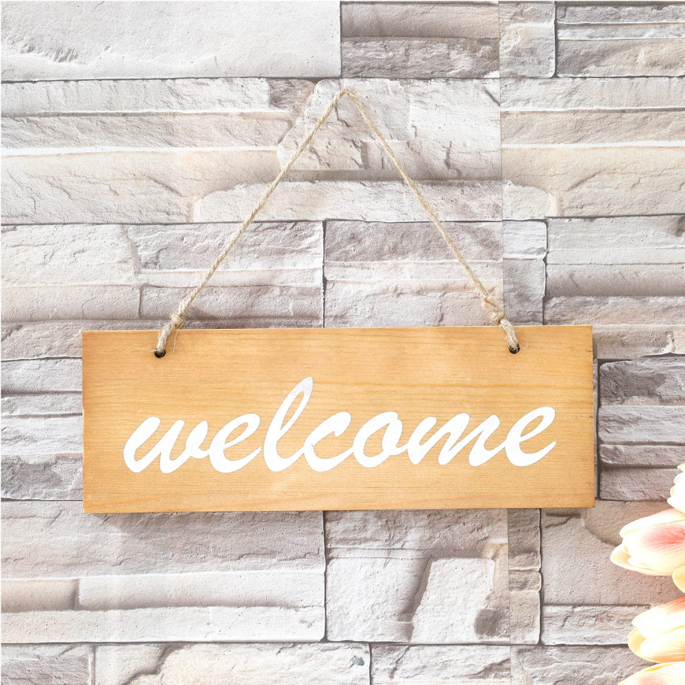 Kuber Industries Door Decor Panel|Wall Hanging Wooden Frame Board (Light Brown)