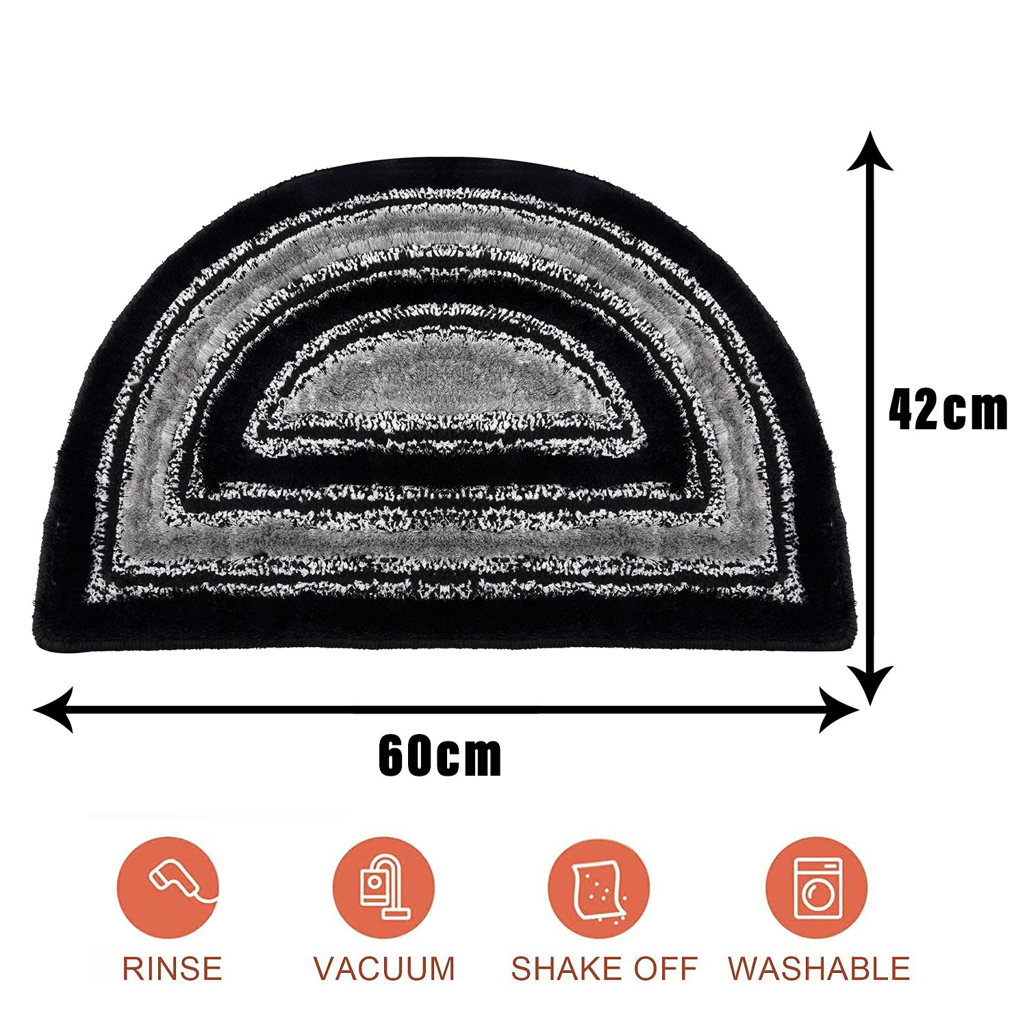 Kuber Industries Door Mat | D Shape Fur Doormat | Microfiber Entrance Mat | Entry Doormat | Office Entrance Door Mat | Door Mat for Home | Door Mat for Living | Gray & Black