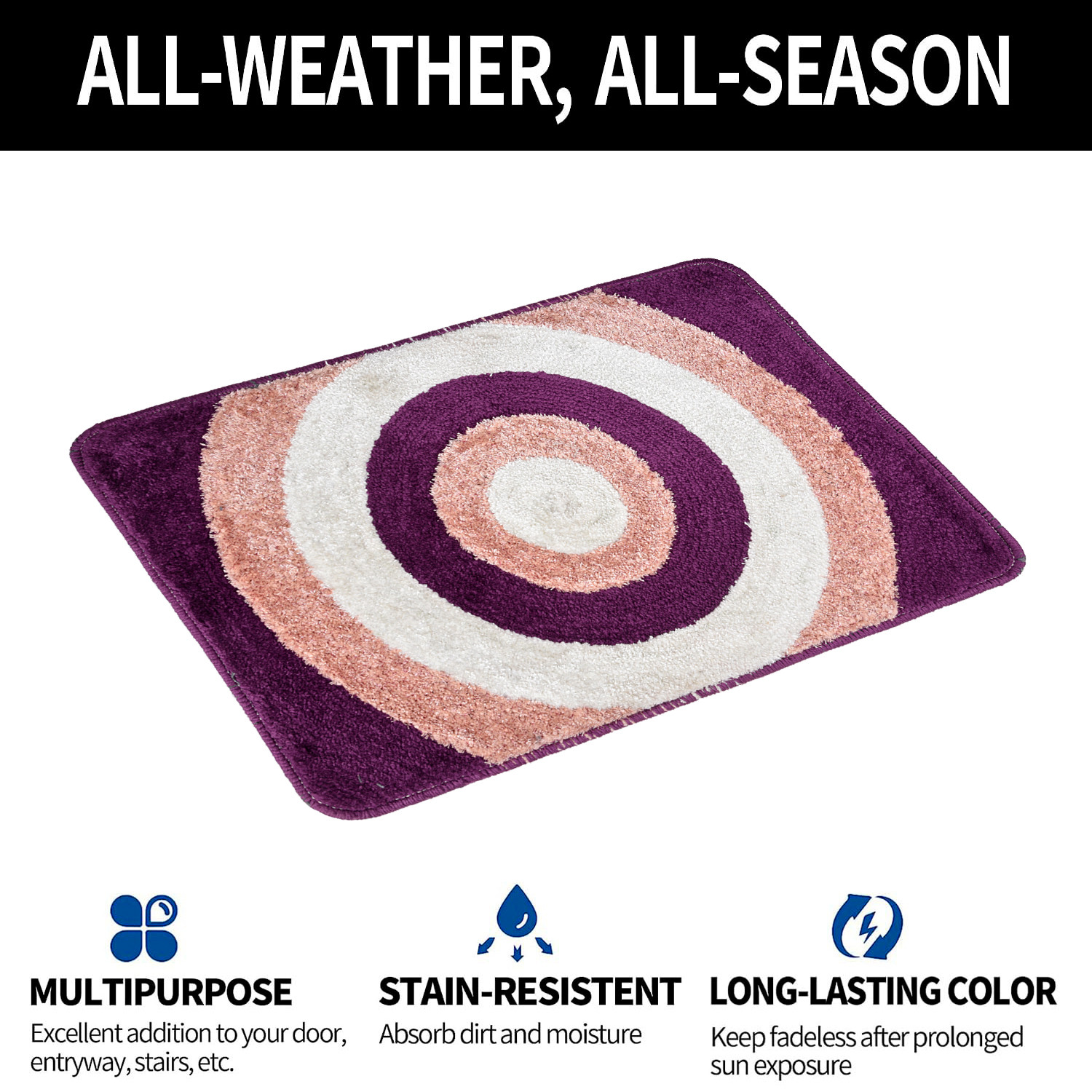 Kuber Industries Door Mat  Dust Trapper Mat  Door Entrance Mat  Anti-Skid Door Mat  Floor Mat for Home Entrance  Gola Far Design Door Mat  Entryway Door Mat  Purple