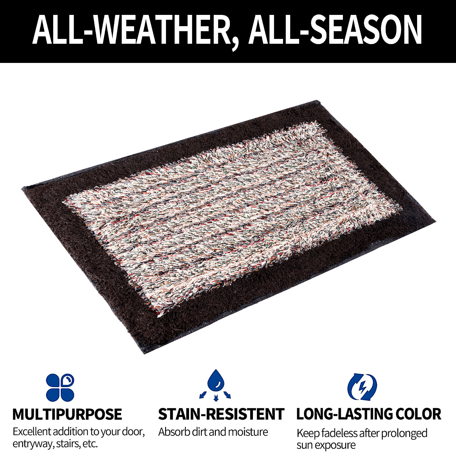 Kuber Industries Door Mat  Dust Trapper Mat  Door Entrance Mat  Anti-Skid Door Mat  Floor Mat for Home Entrance  Cotton Border Door Mat  Entryway Door Mat  Brown