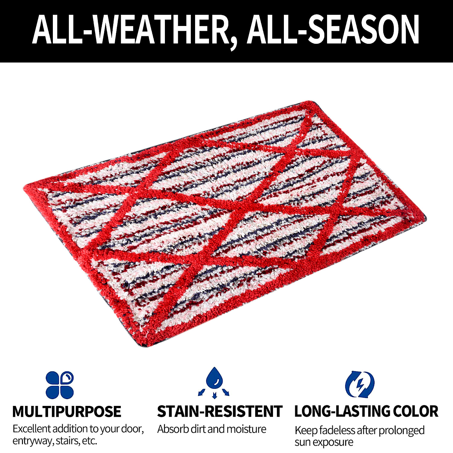 Kuber Industries Door Mat  Dust Trapper Mat  Door Entrance Mat  Anti-Skid Door Mat  Floor Mat for Home Entrance  Katli Mingle Door Mat  Entryway Door Mat  Red