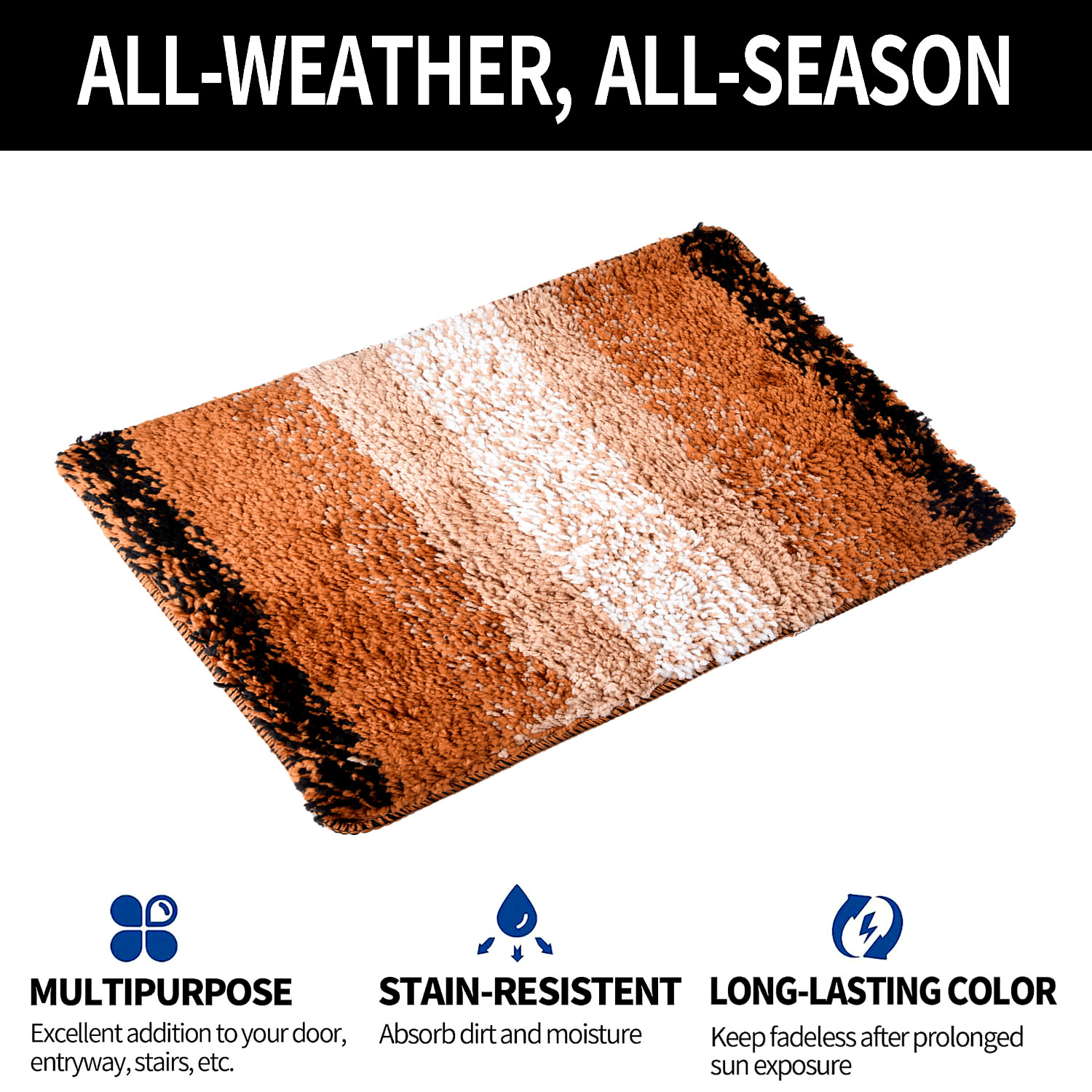 Kuber Industries Door Mat  Dust Trapper Mat  Door Entrance Mat  Anti-Skid Door Mat  Floor Mat for Home Entrance  Golden Patta Rainbow Mat  Entryway Door Mat  Cream