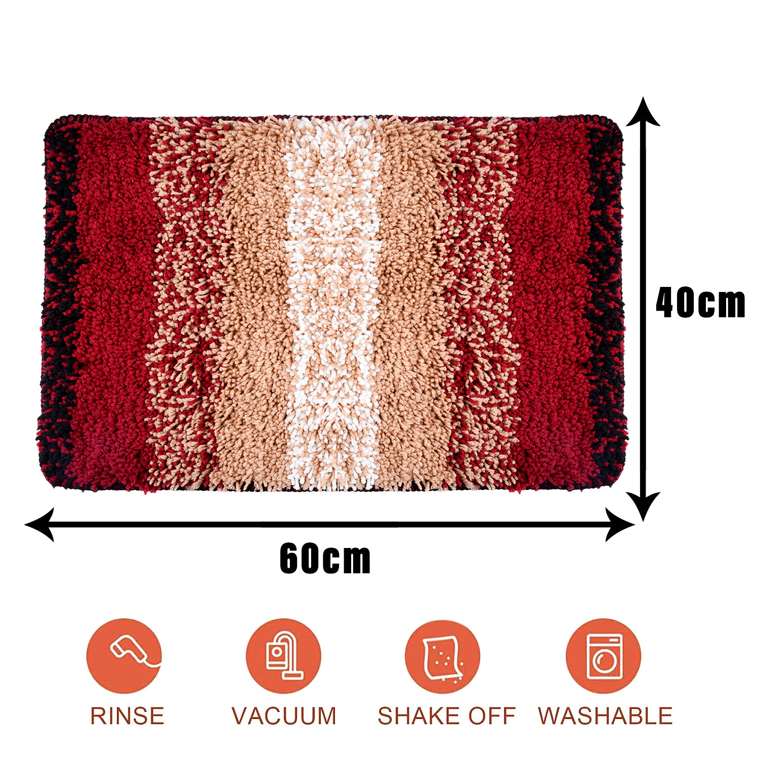 Kuber Industries Door Mat | Dust Trapper Mat | Door Entrance Mat | Anti-Skid Door Mat | Floor Mat for Home Entrance | Maroon Patta Rainbow Mat | Entryway Door Mat | Cream