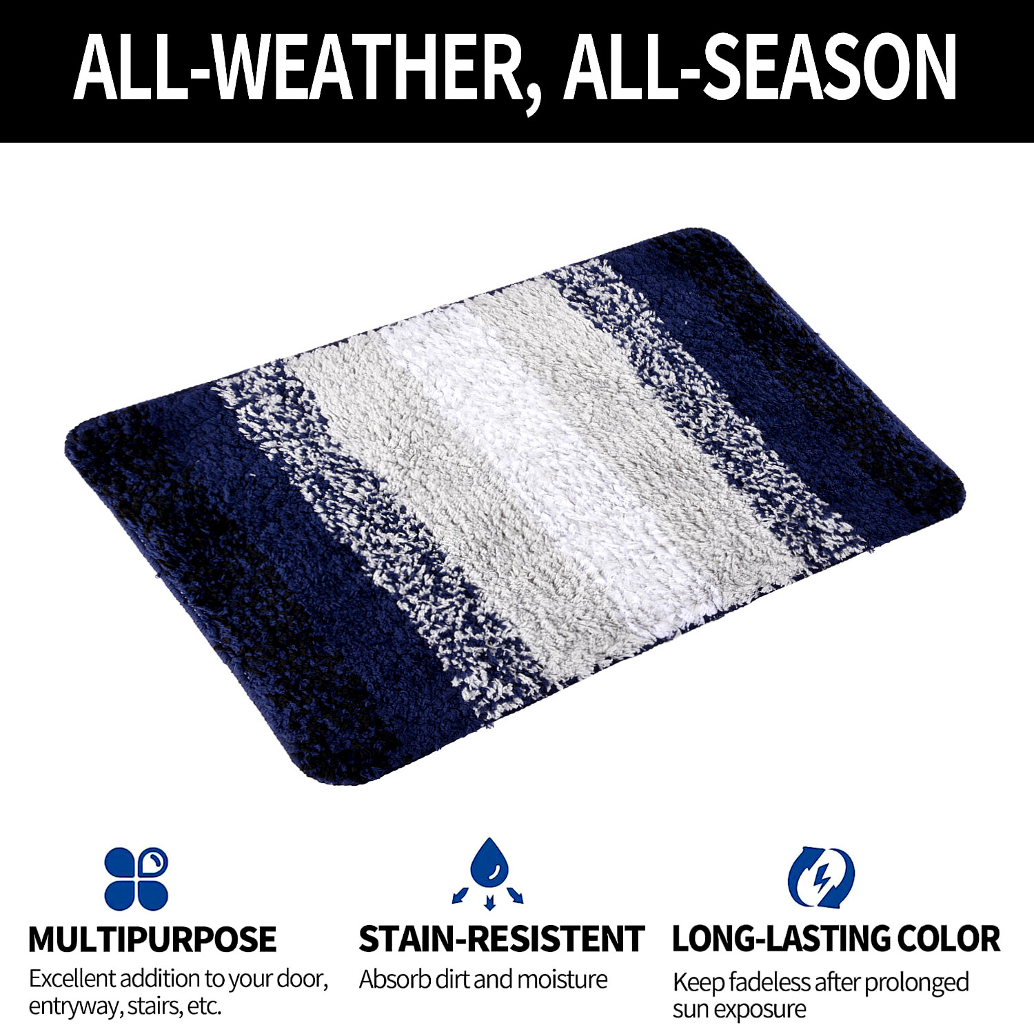 Kuber Industries Door Mat | Dust Trapper Mat | Door Entrance Mat | Anti-Skid Door Mat | Floor Mat for Home Entrance | Blue Patta Rainbow Mat | Entryway Door Mat | Gray