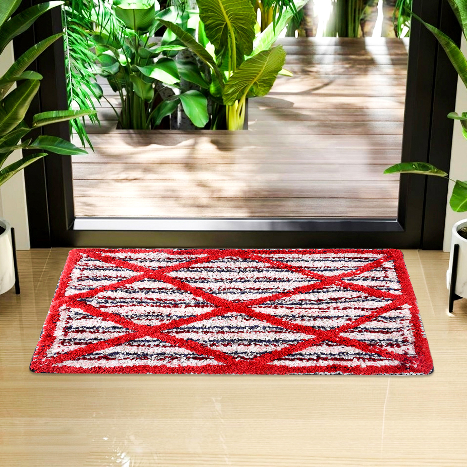 Kuber Industries Door Mat | Dust Trapper Mat | Door Entrance Mat | Anti-Skid Door Mat | Floor Mat for Home Entrance | Katli Mingle Door Mat | Entryway Door Mat | Red