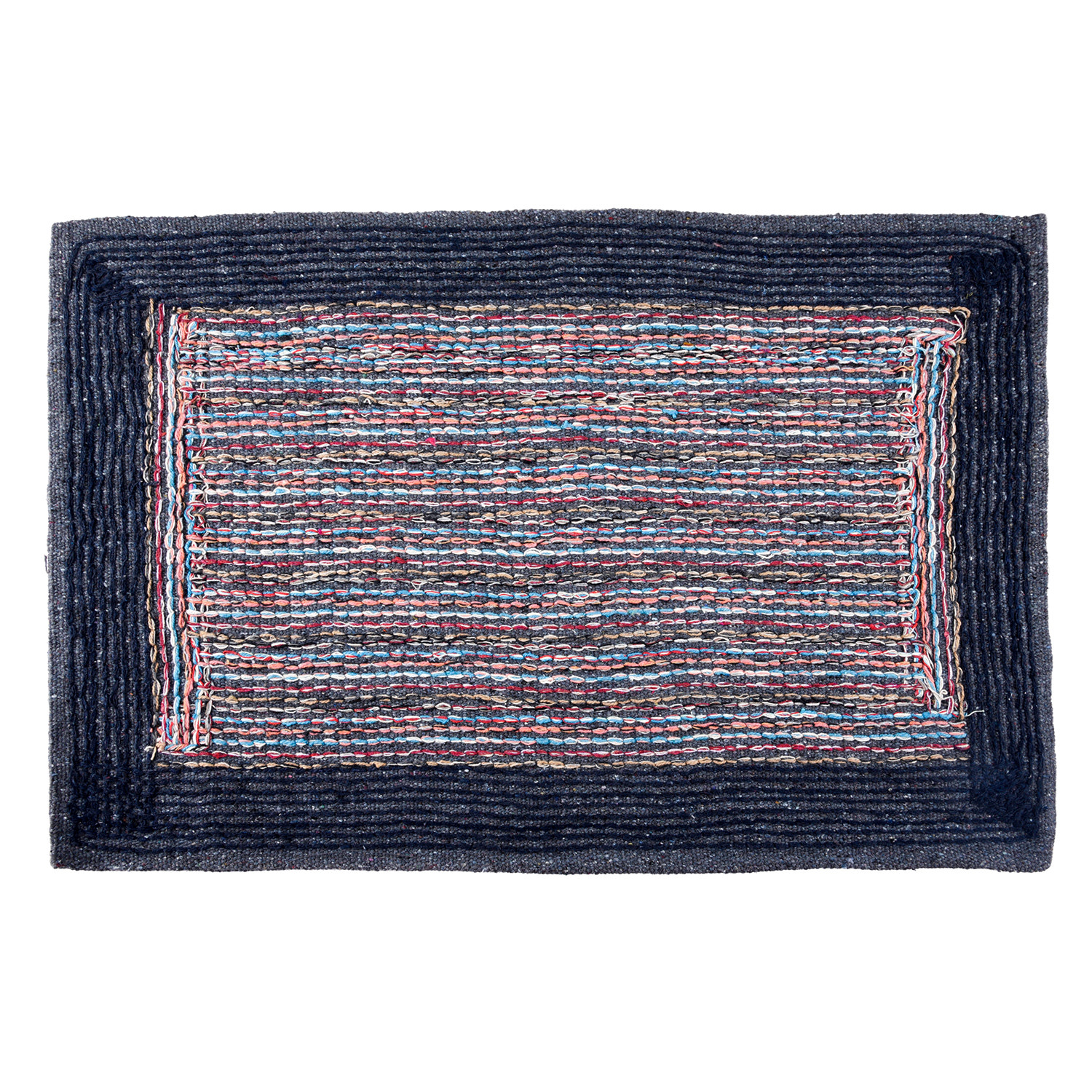 Kuber Industries Door Mat | Dust Trapper Mat | Door Entrance Mat | Anti-Skid Door Mat | Floor Mat for Home Entrance | Cotton Border Door Mat | Entryway Door Mat | Dark Blue